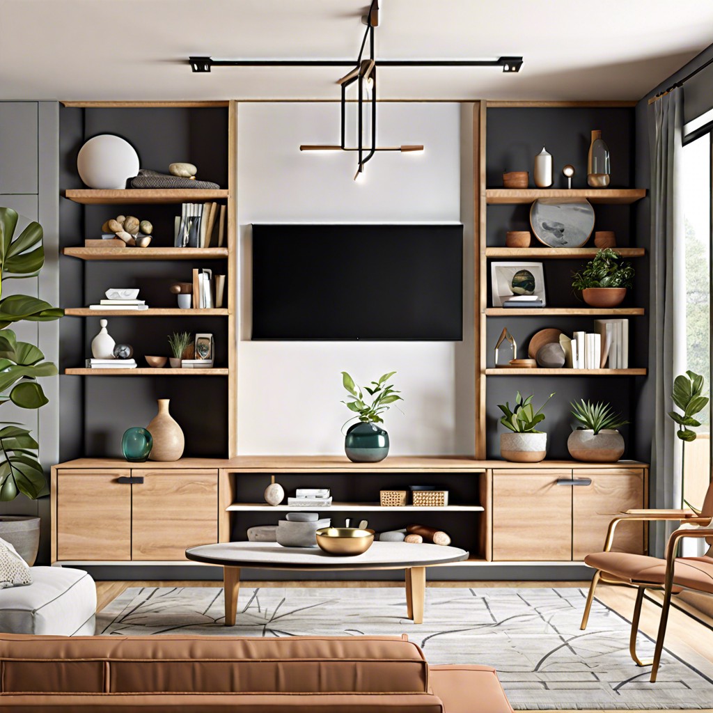 sectional with built in storage and shelving