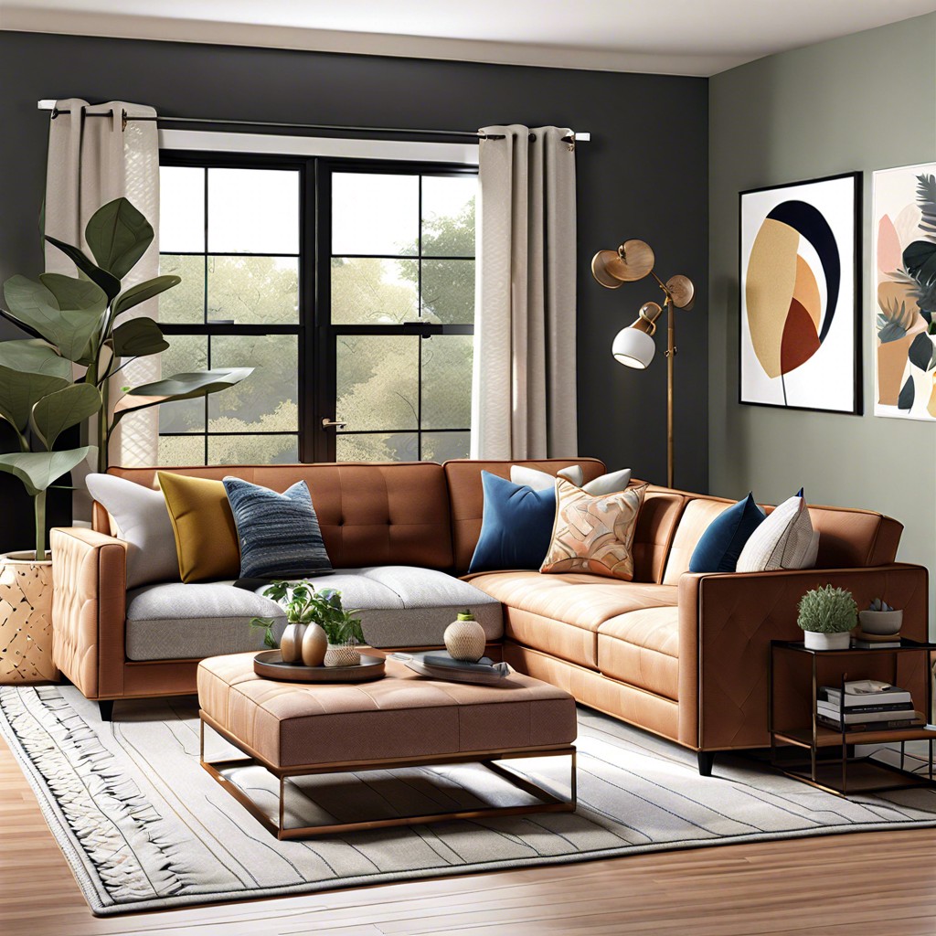 sectional with mixed textures and fabrics