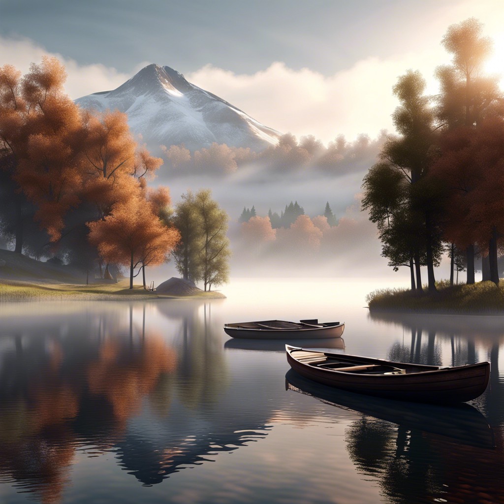 serene lake with fog