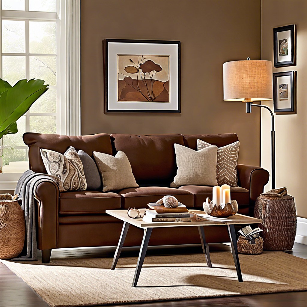 setup a cozy reading nook with a large floor lamp next to the sofa
