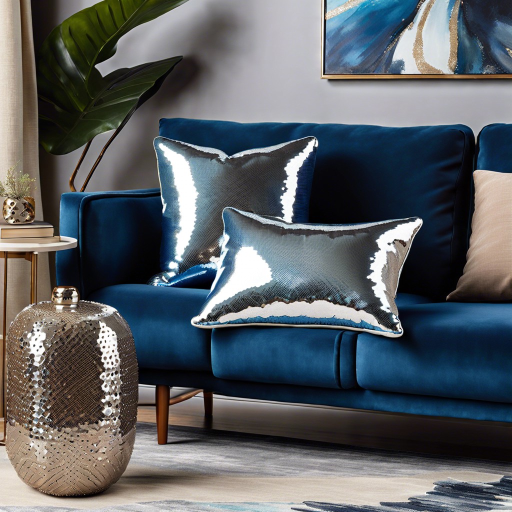 silver sequined accent pillows