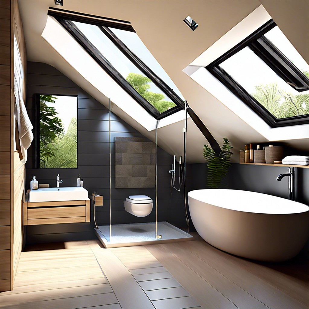 skylights or large windows for natural light