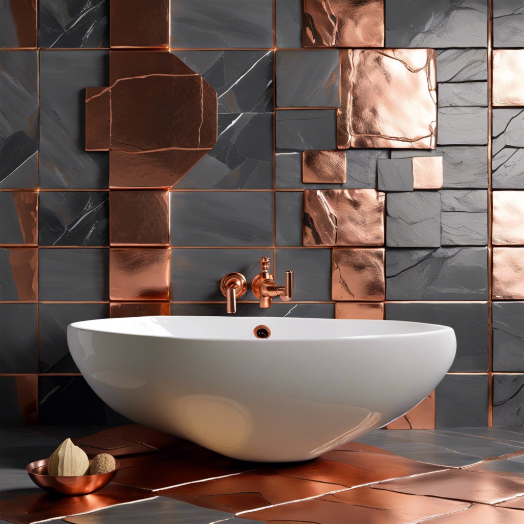 slate tile with copper accents