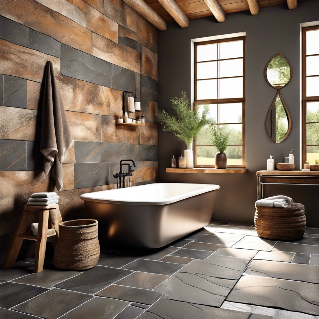 slate tiles in earthy tones