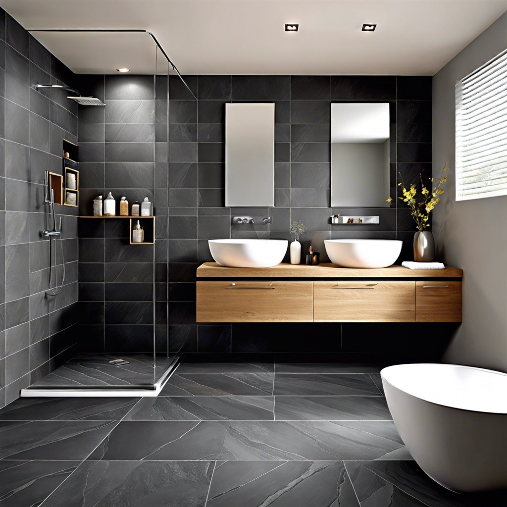 slate tiles in varying shades of grey