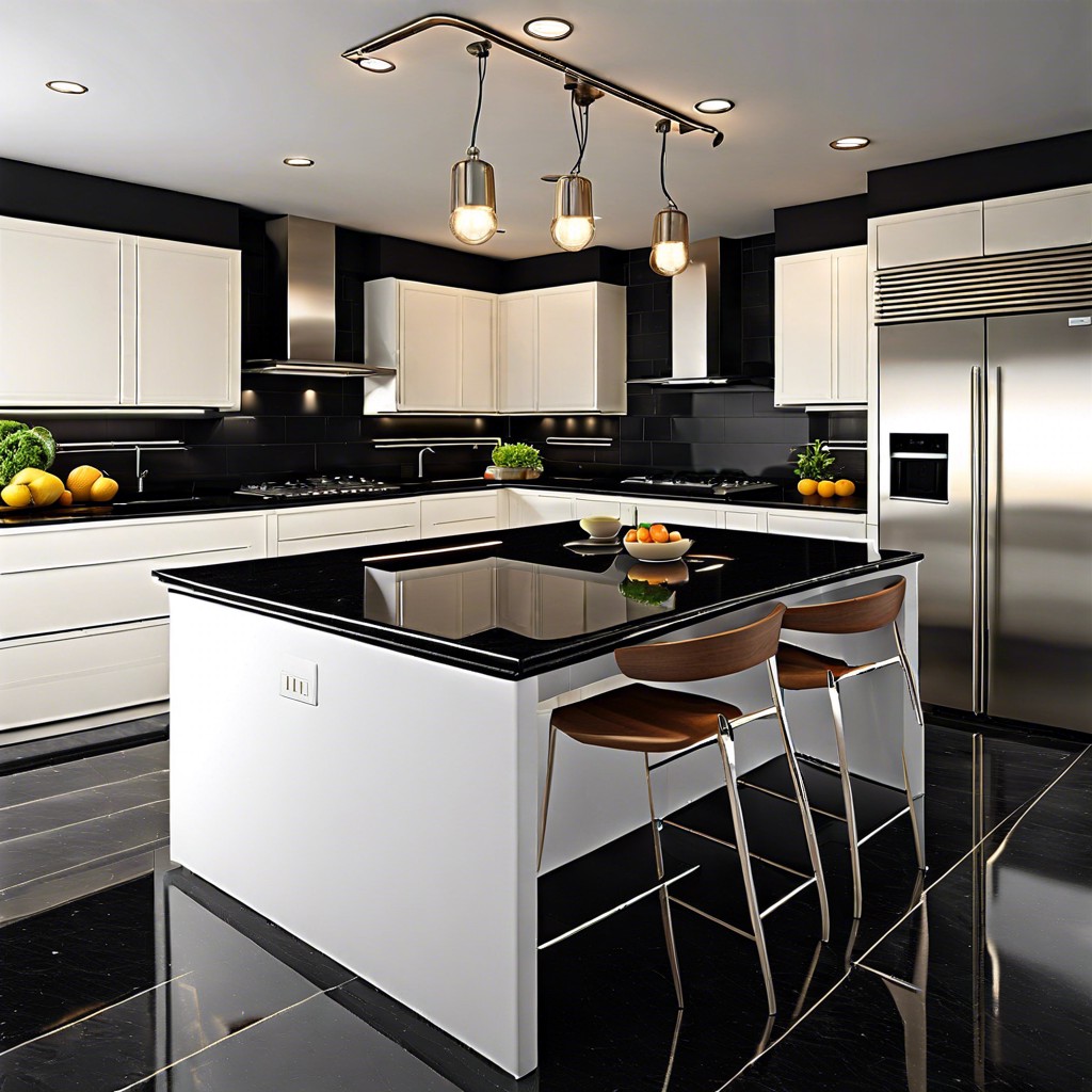 sleek black granite tiles for a modern sophisticated touch