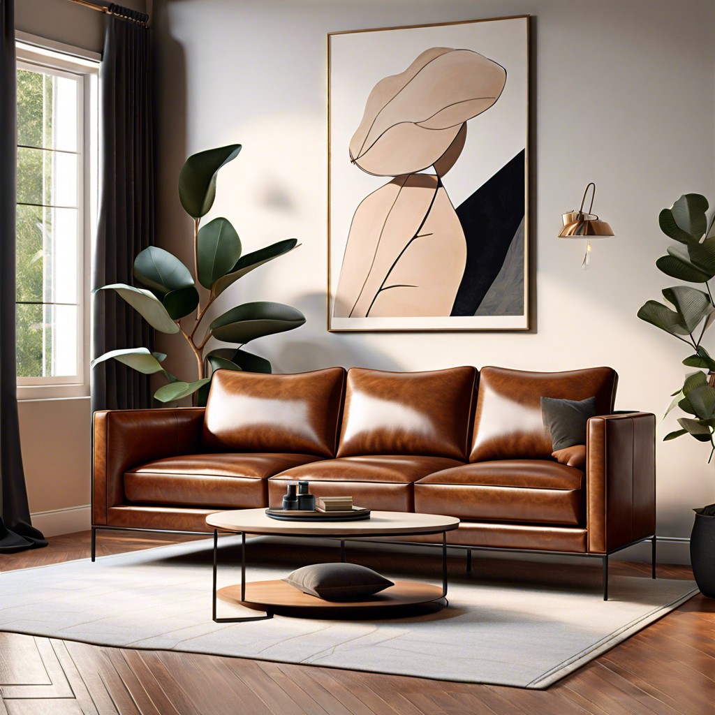 sleek leather slim profile sofas
