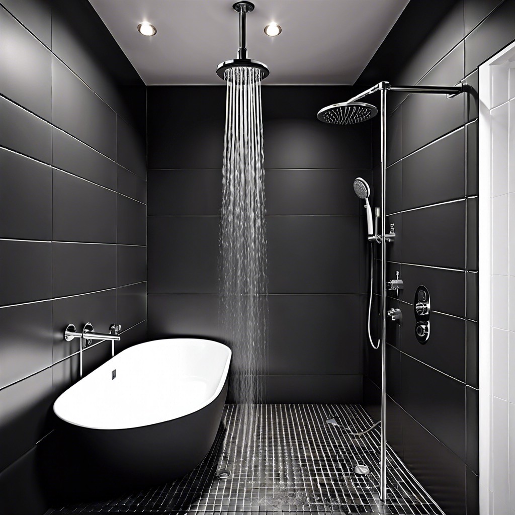 sleek matte black large format tiles