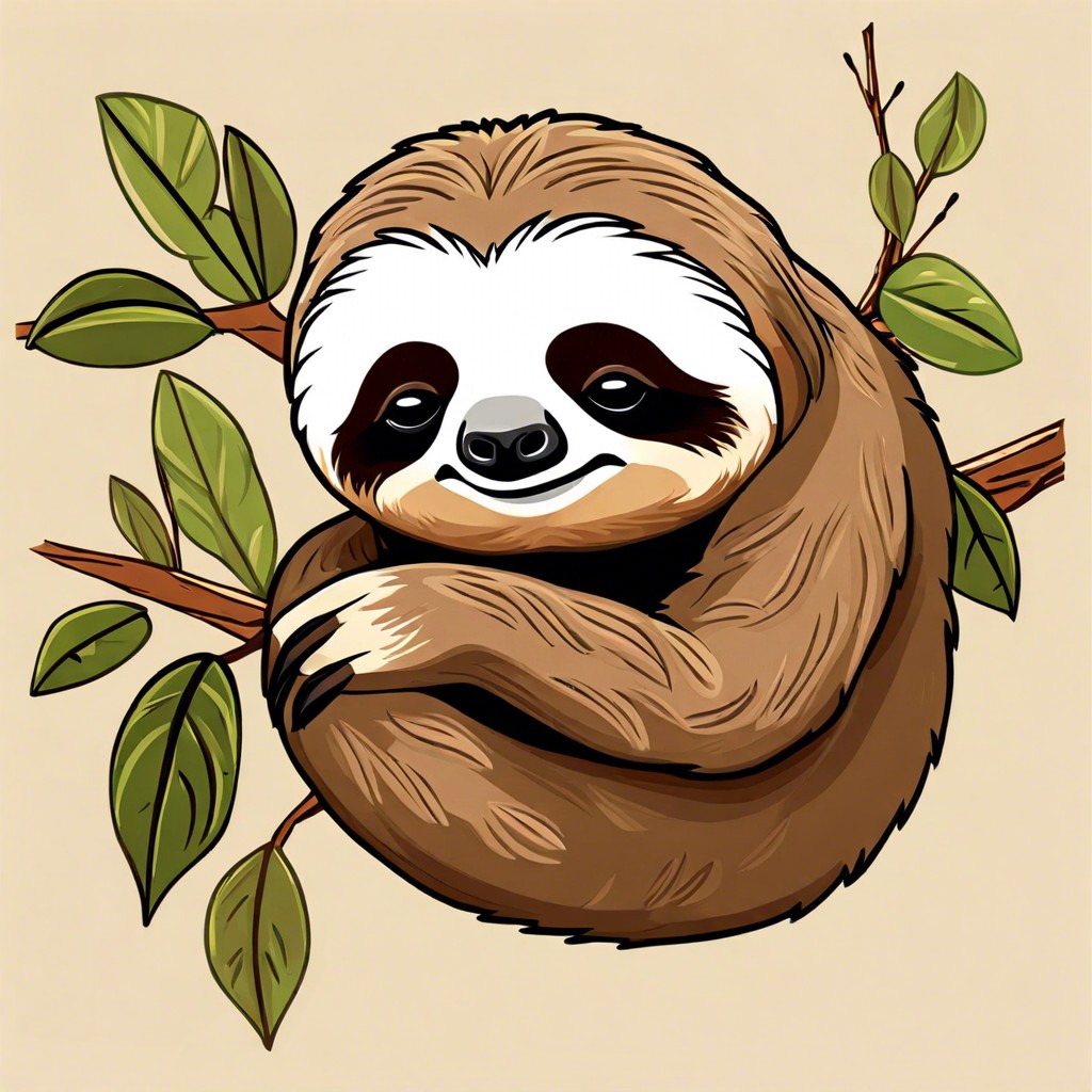 sleepy sloth on a branch