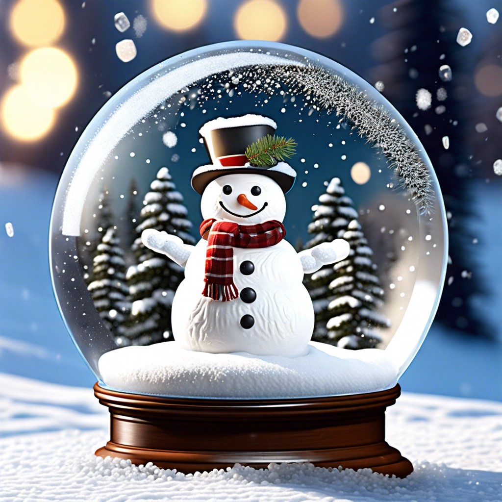 snowman in a snow globe shake effect with white specks