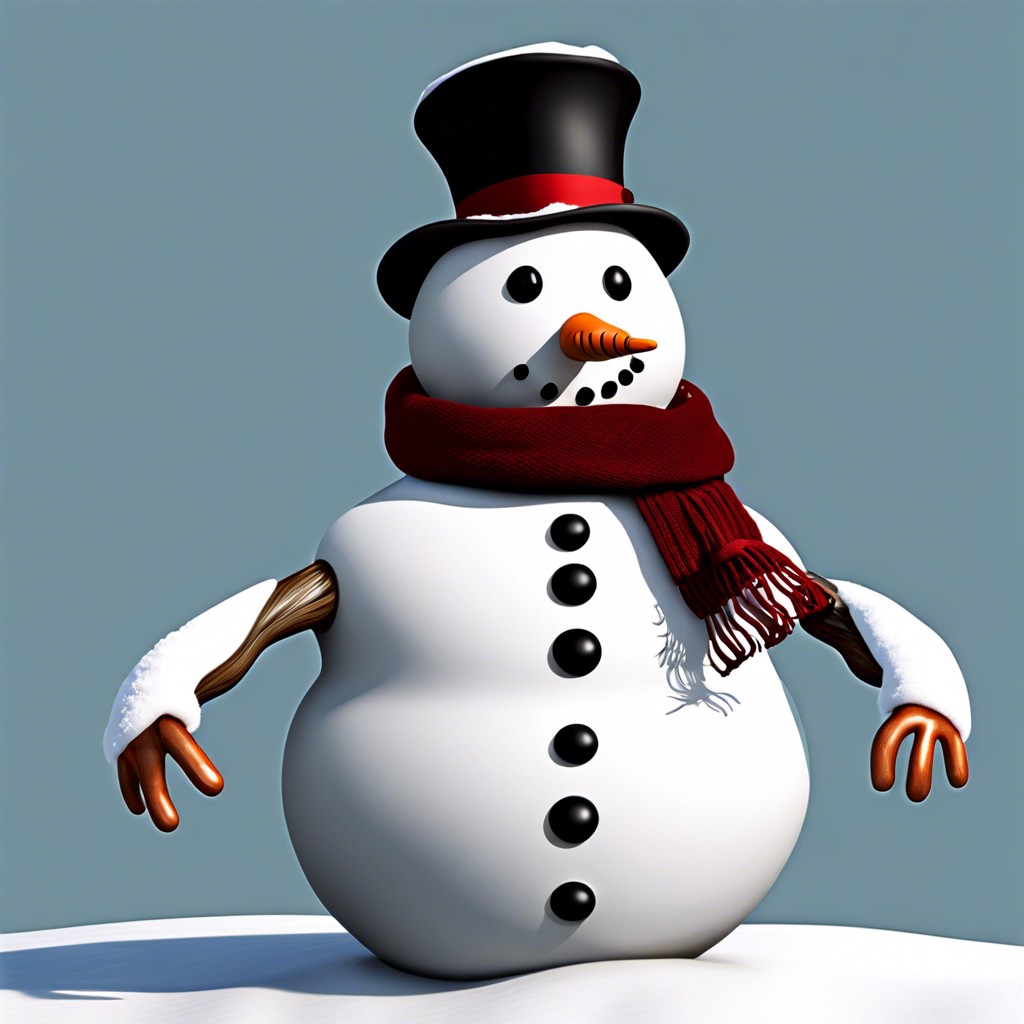 snowman wearing a scarf and top hat minimal details