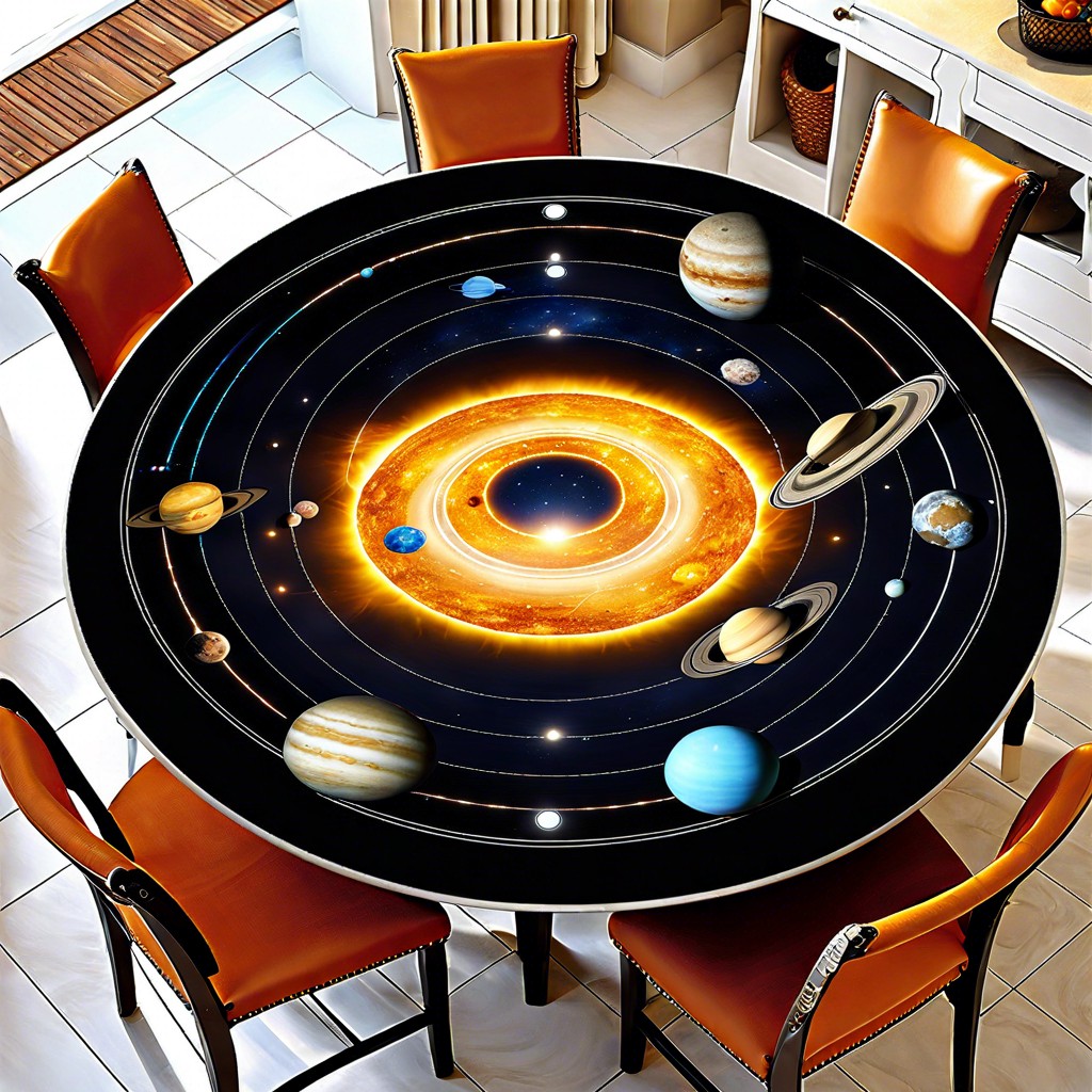 solar system theme with circular tiles for planets