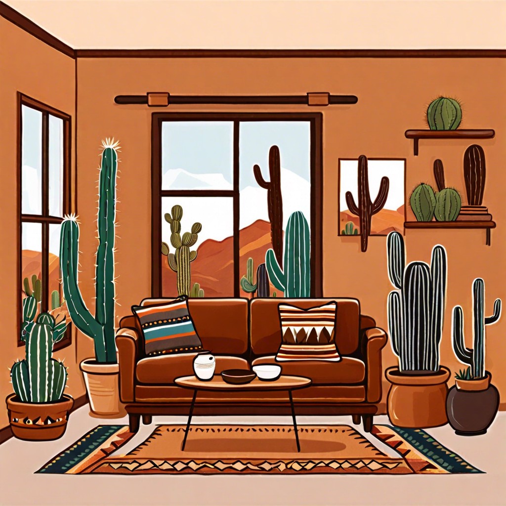 southwest style cacti vibrant textiles earthy color palette