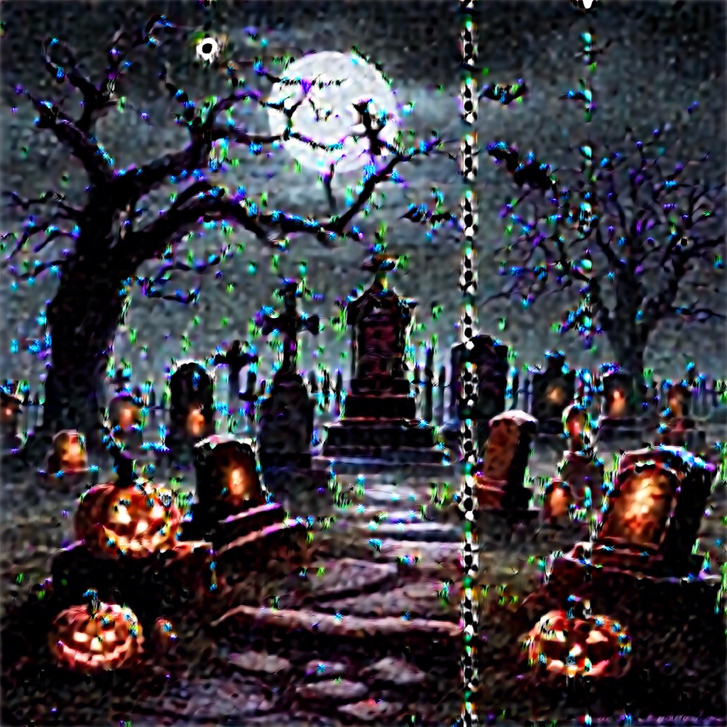 spooky graveyard scene