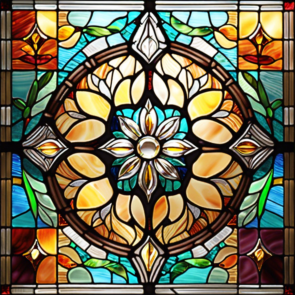 stained glass style tiles to add a splash of color