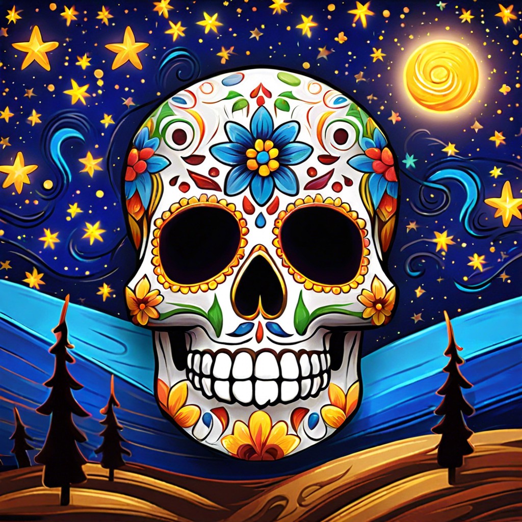 starry night sugar skull