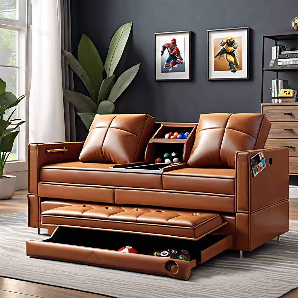 storage sofas hidden compartments for games and accessories
