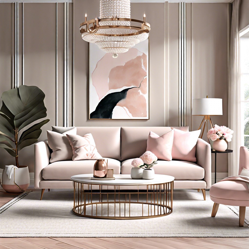 style the room with chic white and blush pink accessories for a soft look
