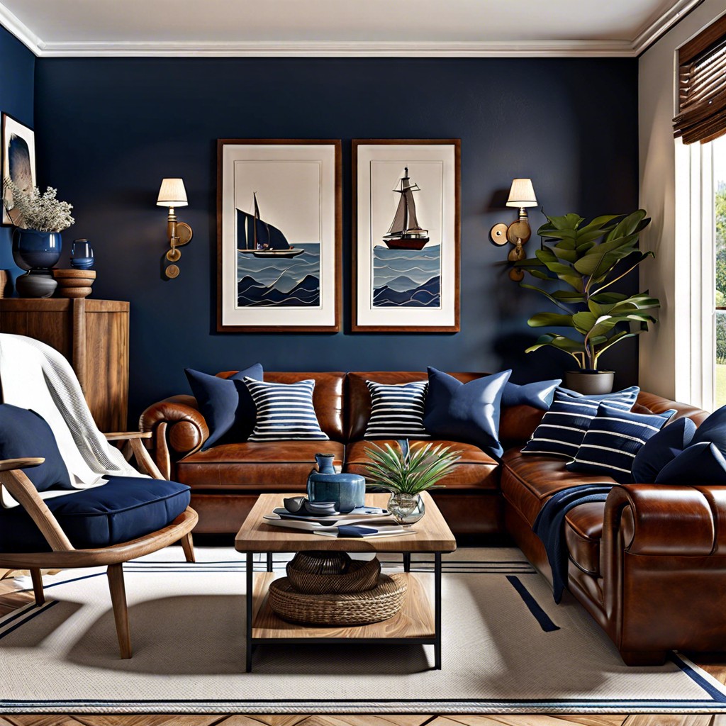 style with navy blue cushions for a nautical theme