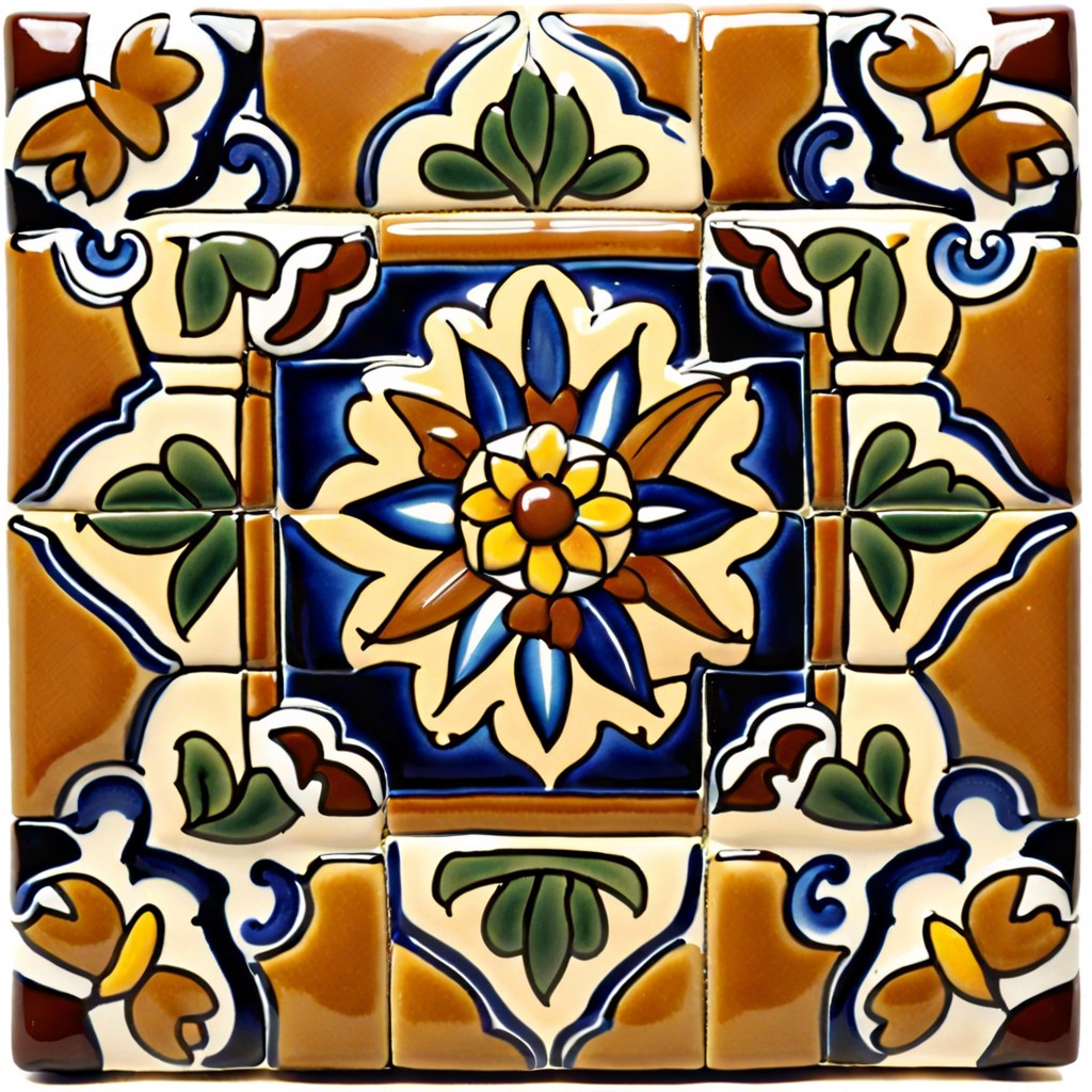 subdued desert style colors with occasional vibrant talavera tiles