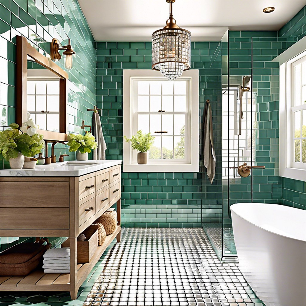 subway tile with mirrored tile highlights