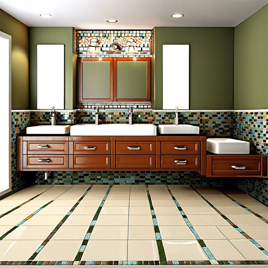 subway tile with mosaic insets