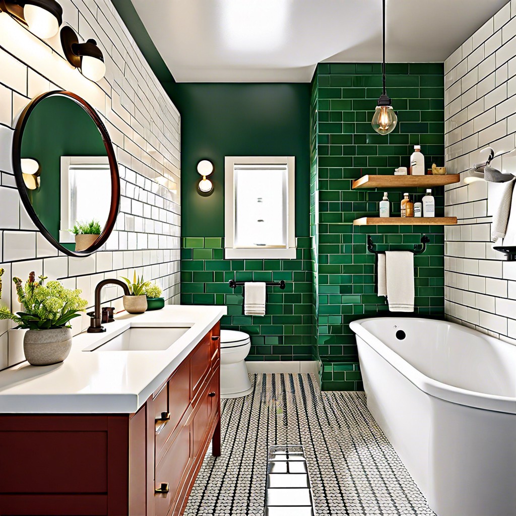 subway tiles with alternating colors for a playful dynamic vibe