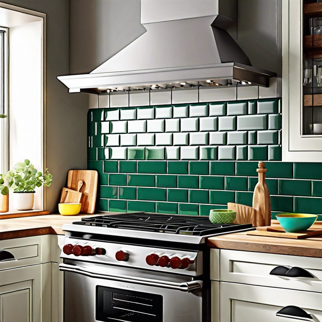 subway tiles with colored grout