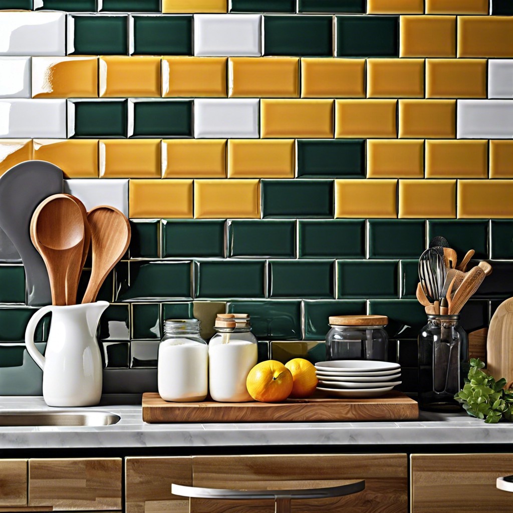 subway tiles with colored grout