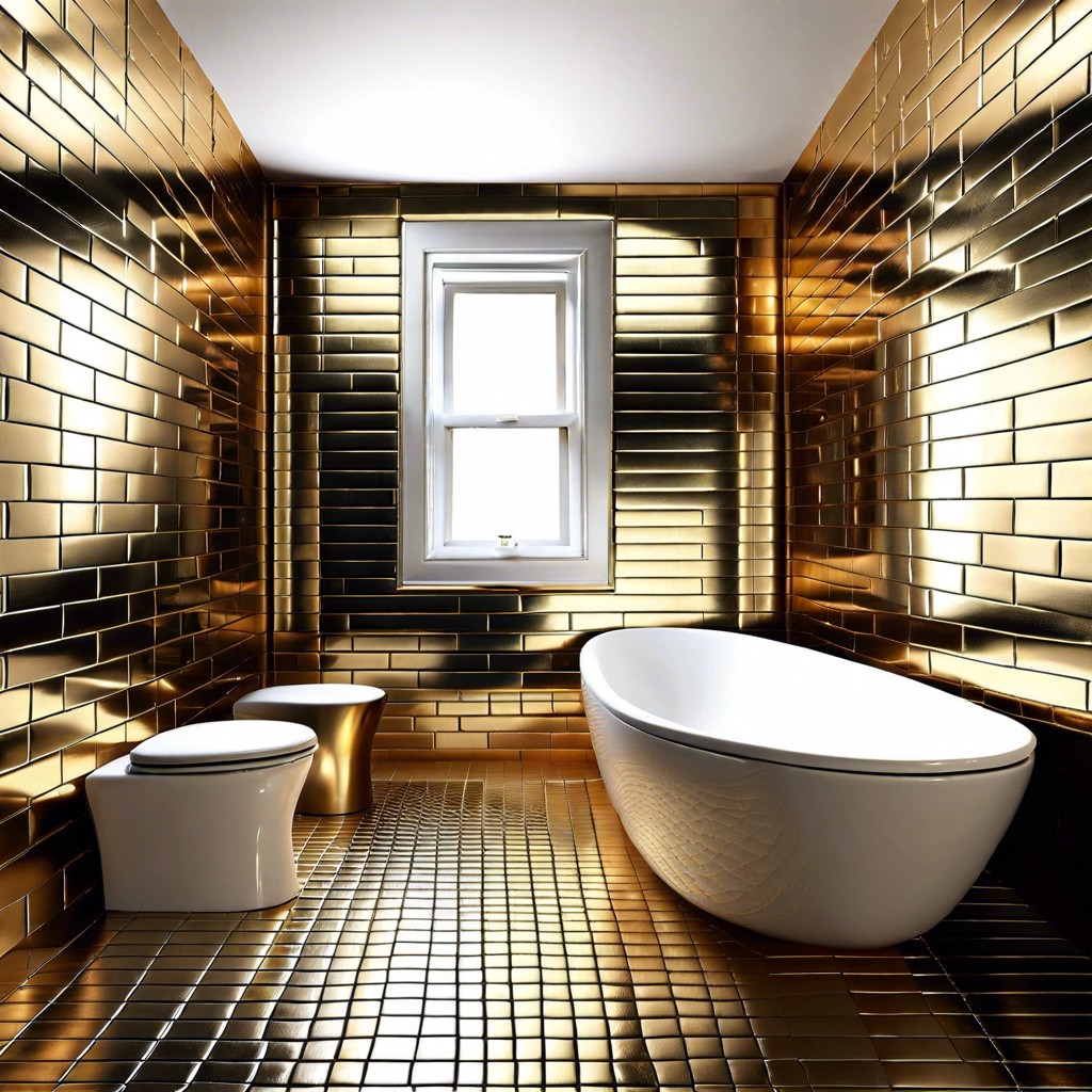 subway tiles with metallic finishes for a touch of glamour