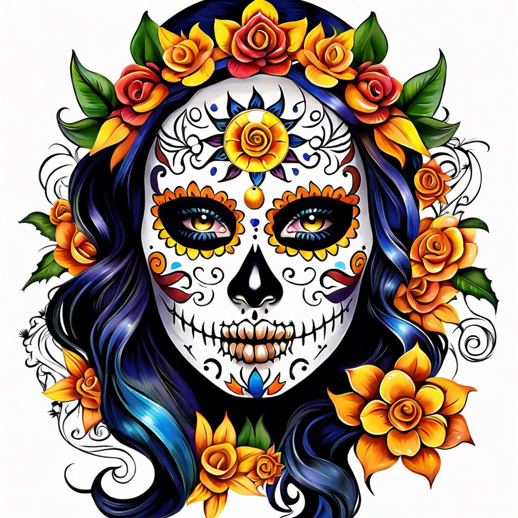 sun and moon sugar skull