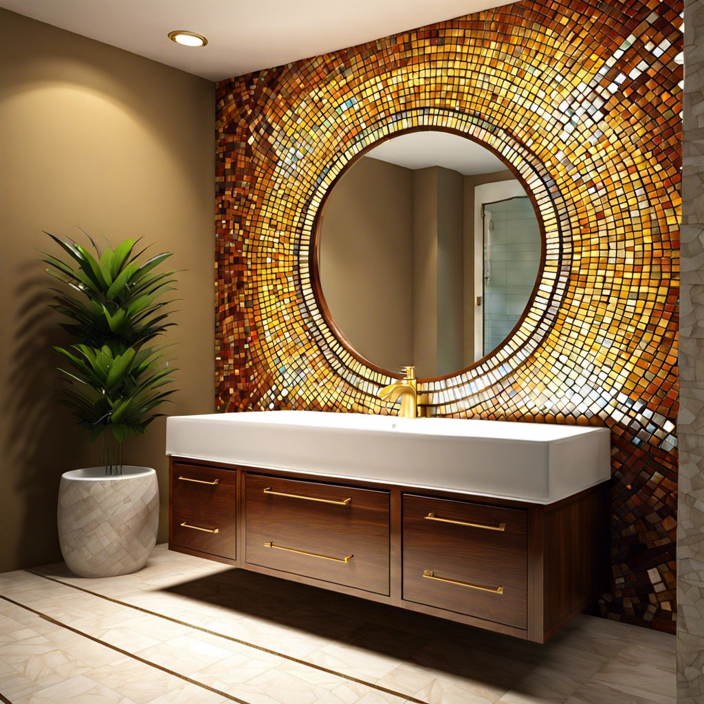 sunburst mosaic create a sunburst mosaic pattern behind the bathroom vanity