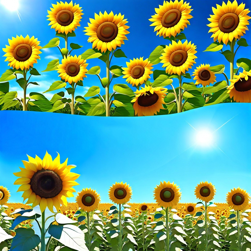 sunflower field with a blue sky