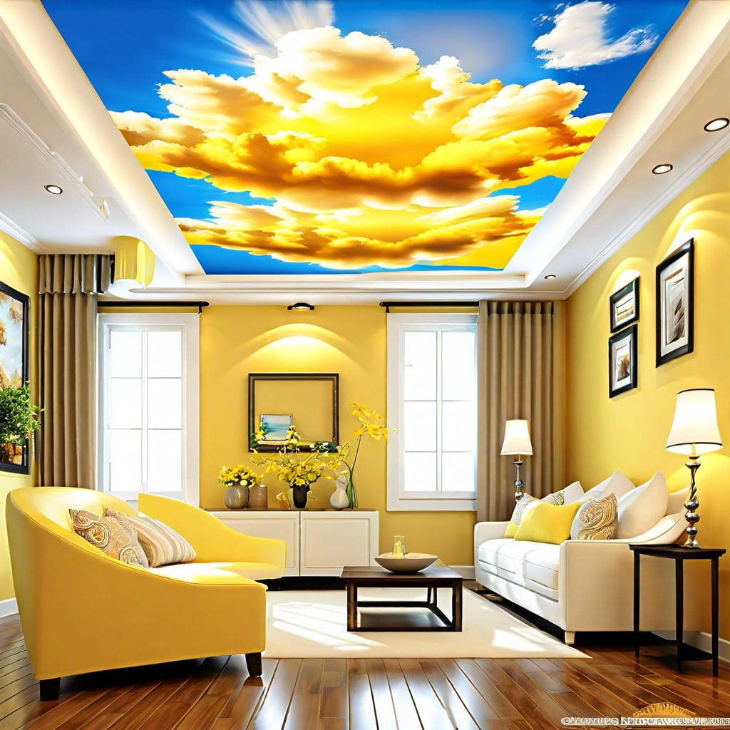 sunny yellow with cloud murals