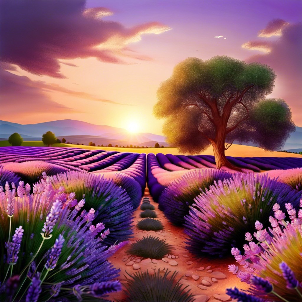 sunset at a lavender field