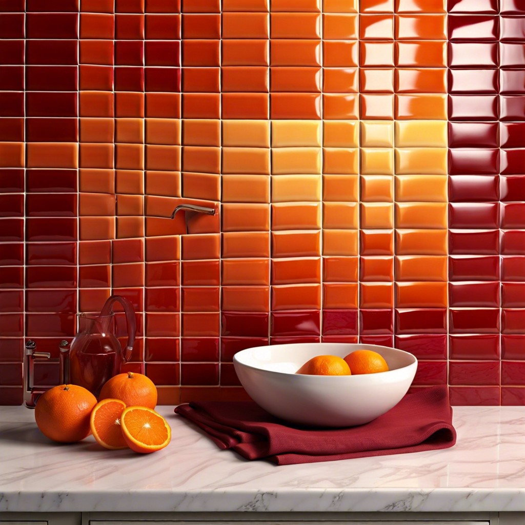 sunset ombre gradient tiles transitioning from deep red to bright orange