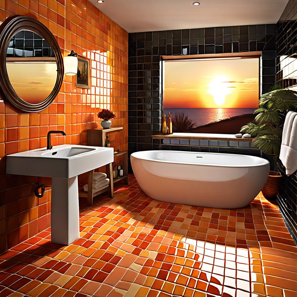 sunset shades blend tiles in sunset colors—red orange and violet—for a dramatic effect