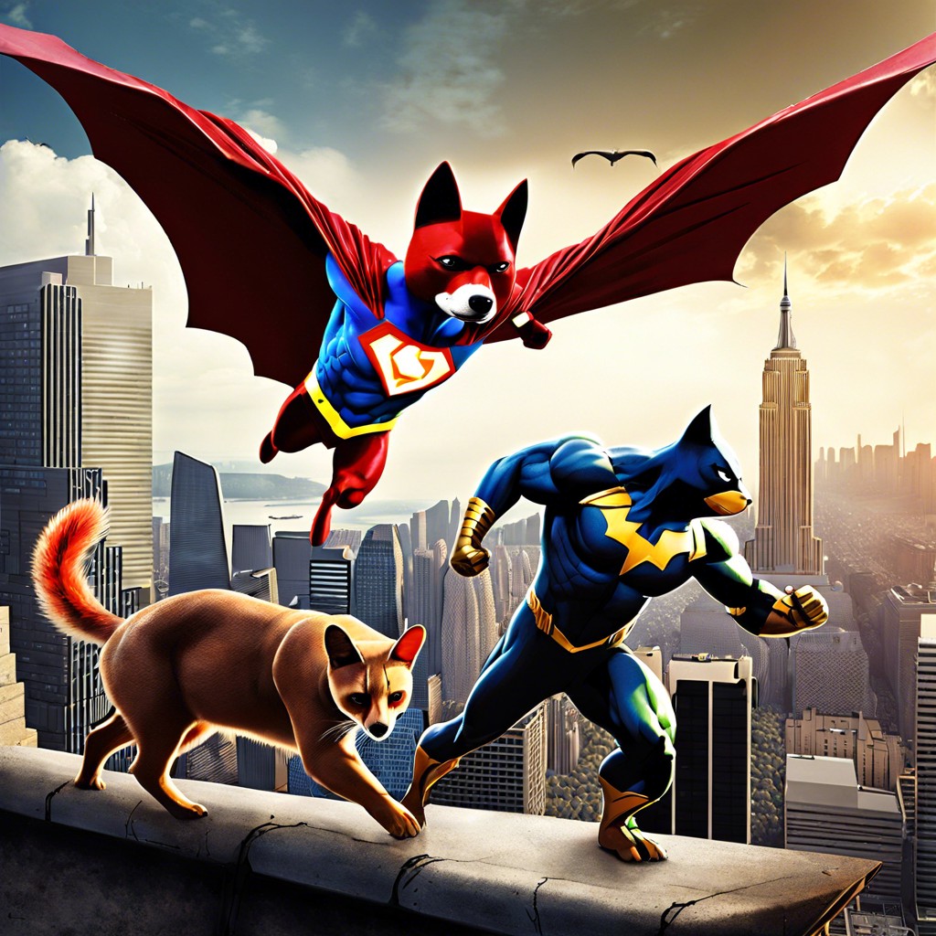 superhero animals defending a city