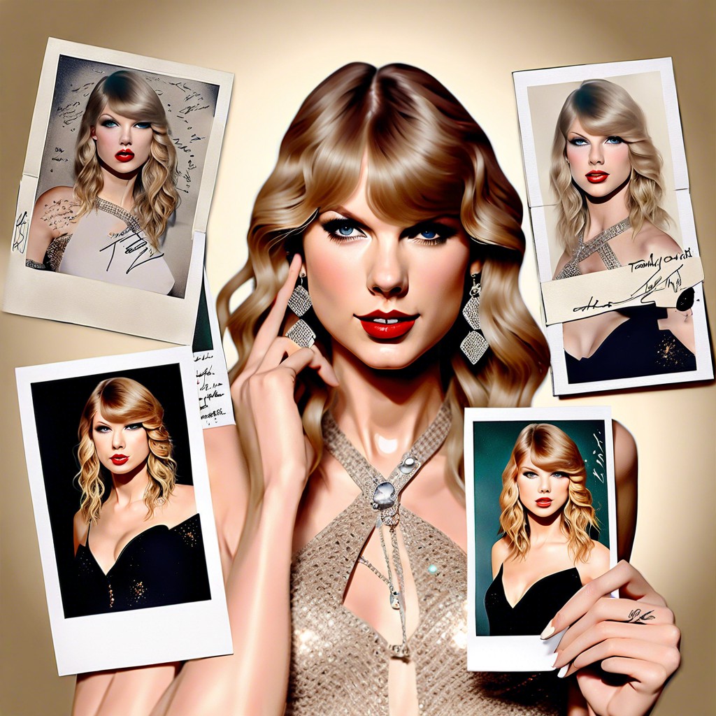 swift surrounded by polaroids and lyrics