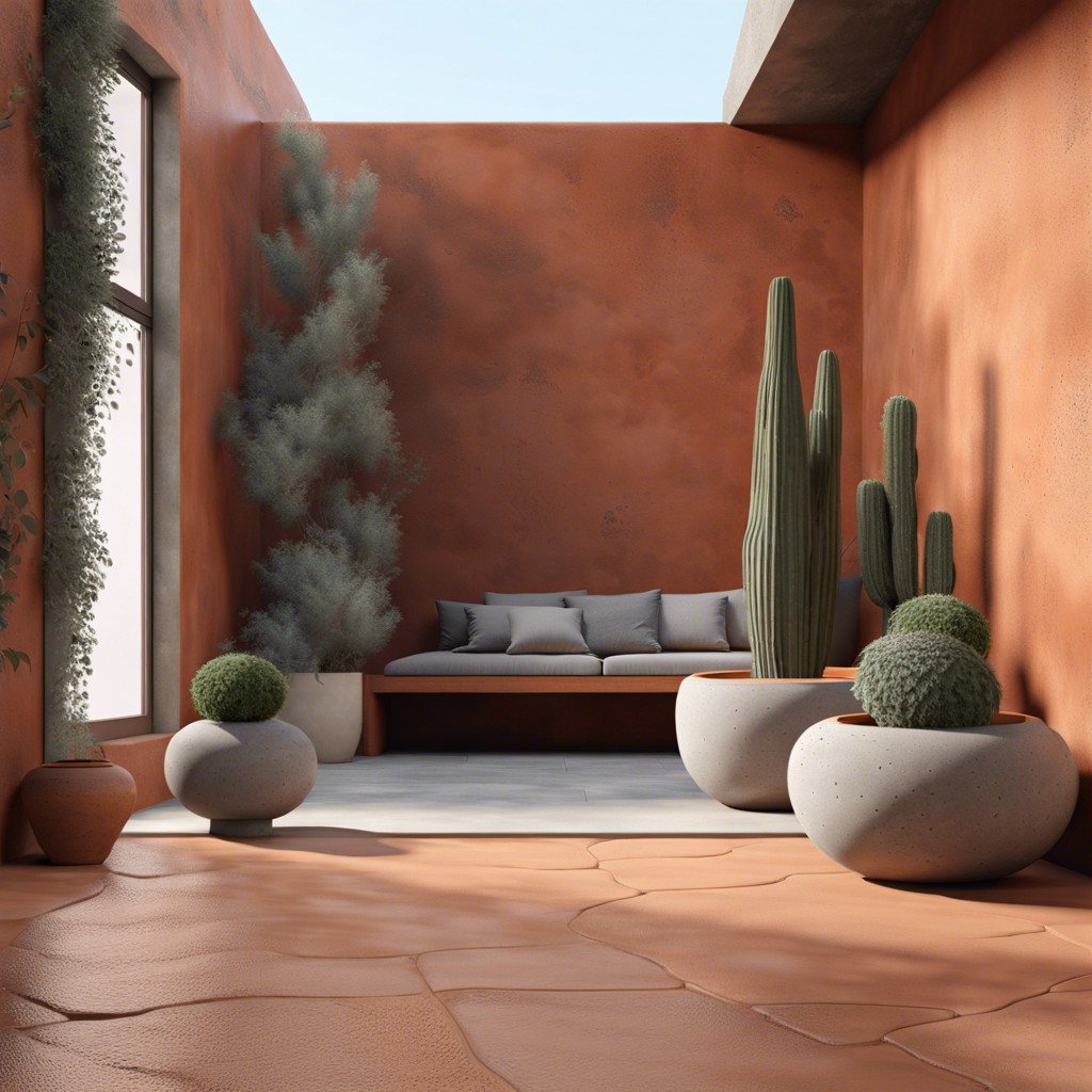 terracotta and polished concrete combination