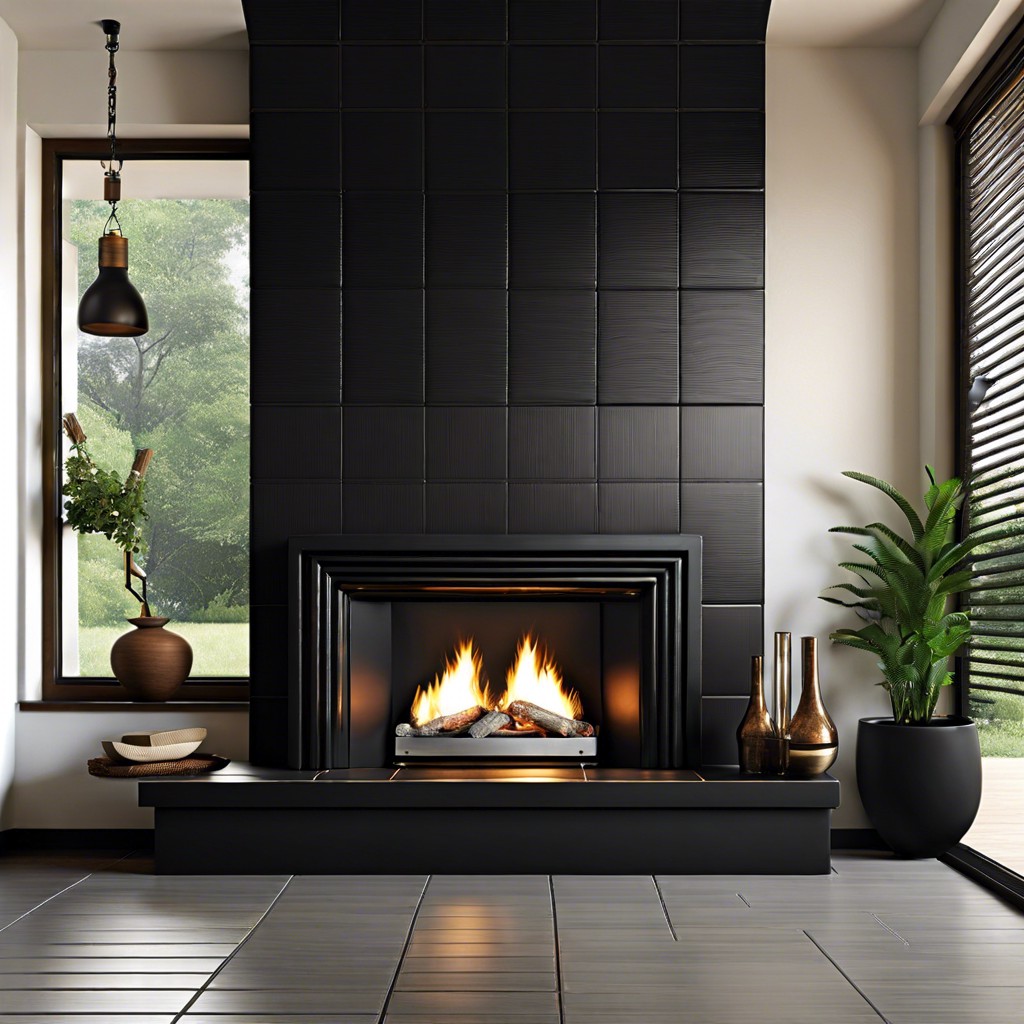 textured black ceramic tiles