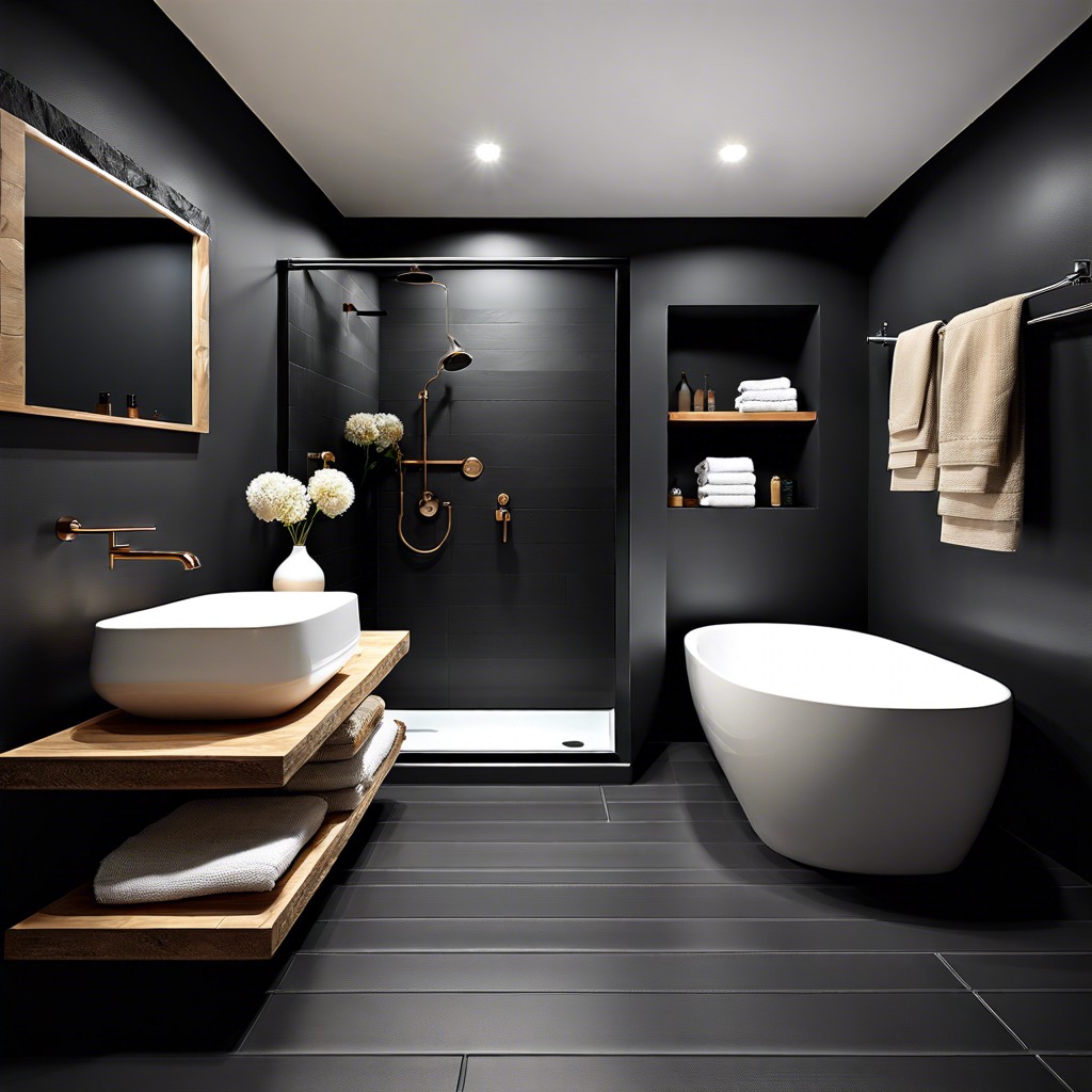 textured black slate tiles for a natural rustic vibe