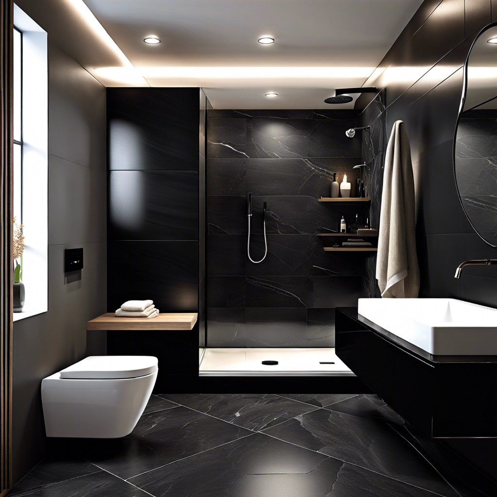 textured black stone tile for a modern look