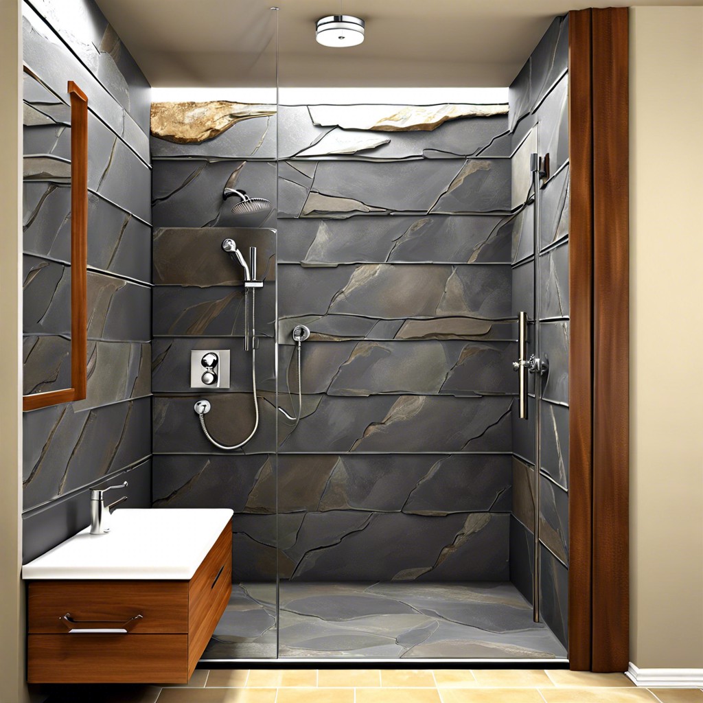 textured slate tile accents