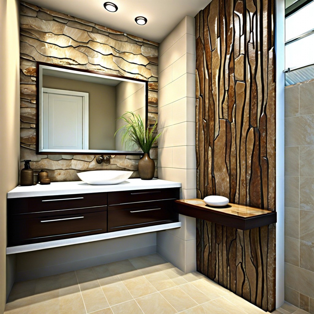 textured stone tiles for a natural waterfall effect