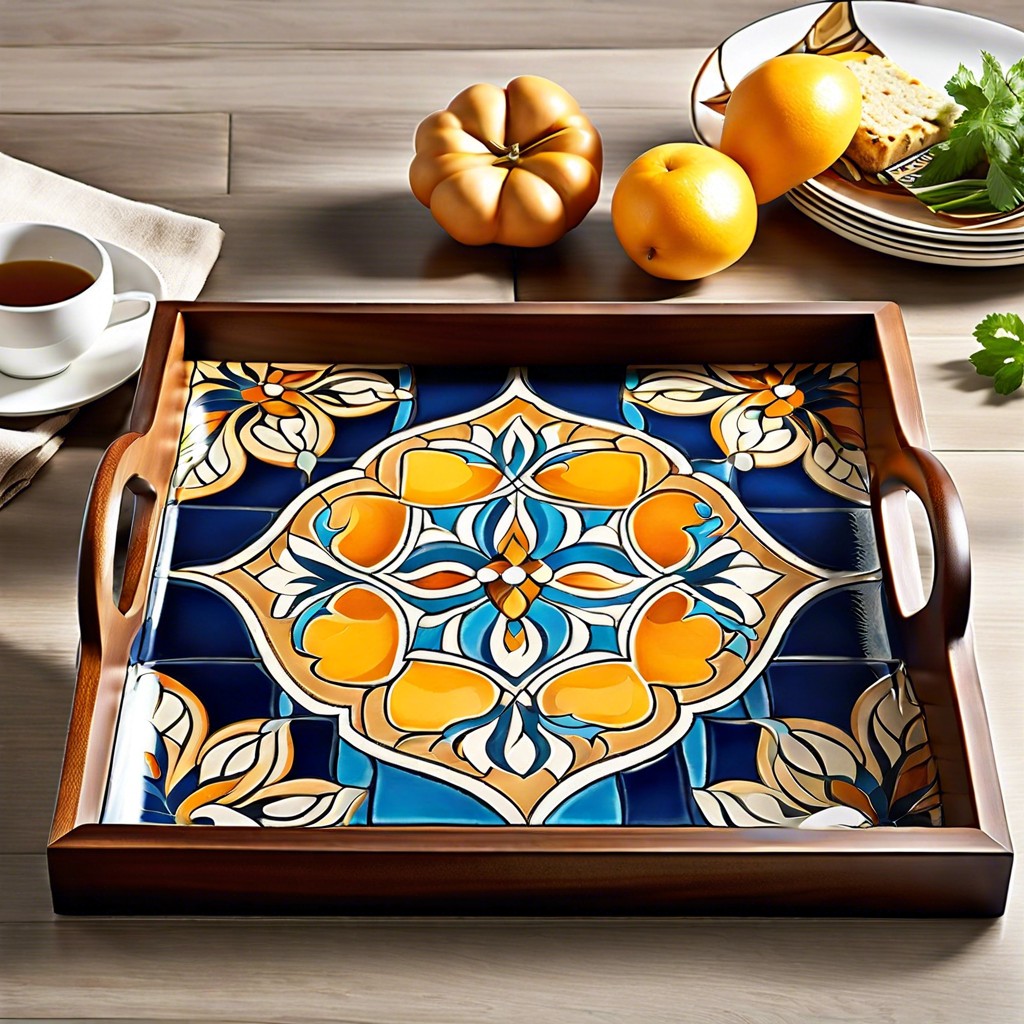 tile covered serving tray