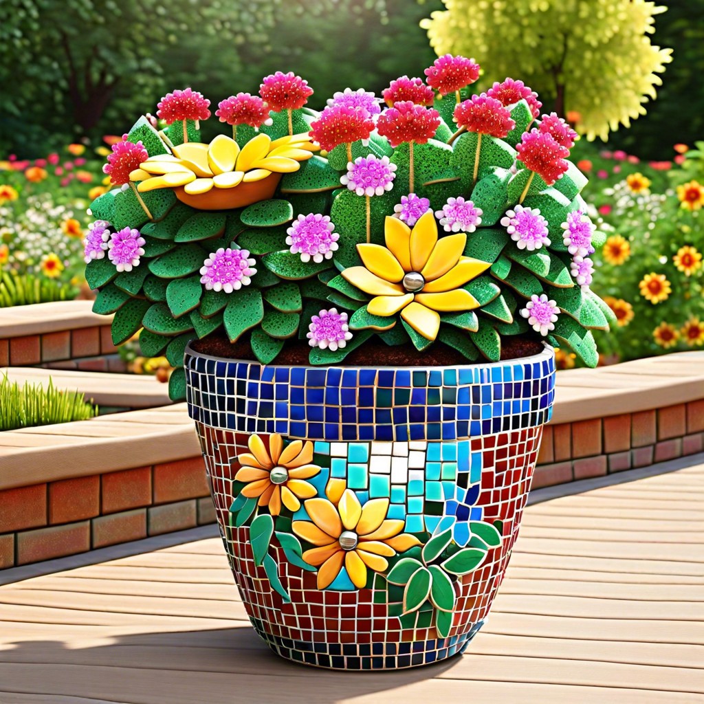 tiled flower pots