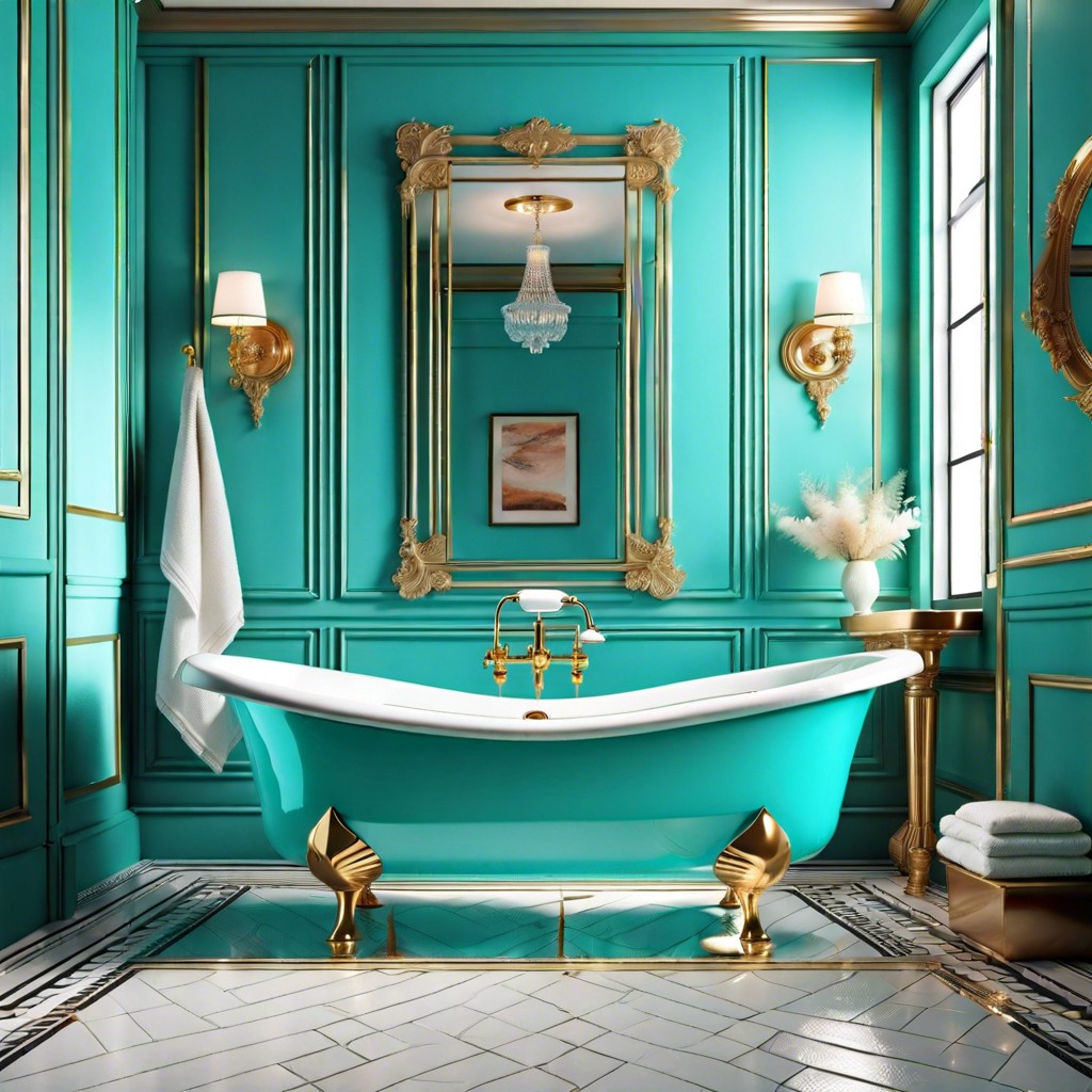 turquoise clawfoot bathtub