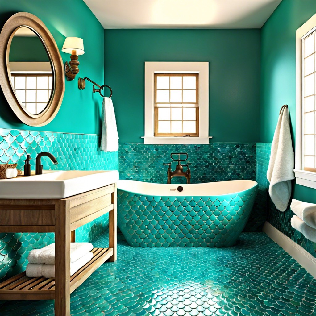 turquoise fish scale tiles