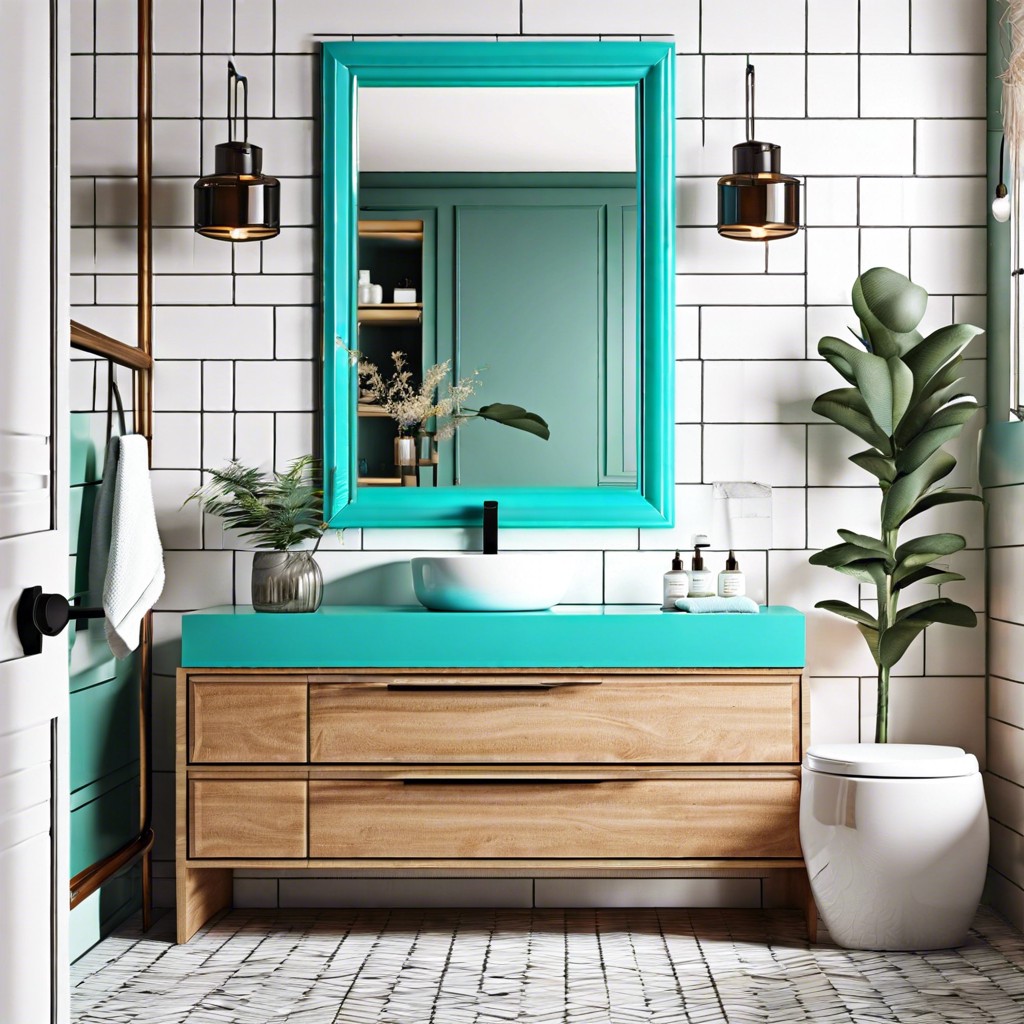 turquoise framed mirror